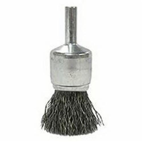 Weiler® 10008 End Brush, 3/4 in Dia Brush, Crimped, 0.02 in Dia Filament/Wire, Steel Fill, 7/8 in L Trim